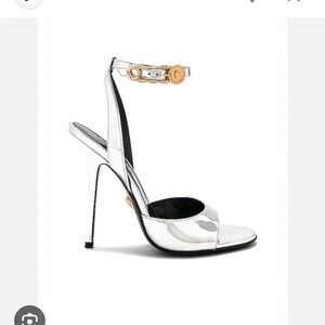 Versace Silver Stiletto Heels with Gold Details